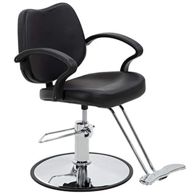 BestMassage | Barber Chair | Hydraulic Styling Chair | PU Leather | Adjustable Height | Footrest | Anti-Slip Chrome Base | Heavy-Duty Steel Frame | Black | for Hair Stylists & Home Use
