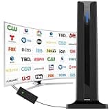 Digital TV Antenna for Smart TV Indoor，2025 TV Antenna with Strong Magnetic Base, 360°&Long Range Reception HD TV Antenna for Local Channels, Easy Installation Antenna for TV Without Cable (7.0 in)