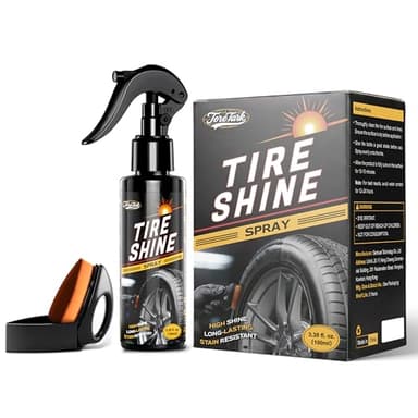 toretark Tire Shine Spray, Longer Lasting Ceramic Tire Coating, Deep High-Gloss Wet Look, User Friendly with Tire Shine Applicator, UV Protection for Cars, Trucks, RVs, and Motorcycles (3.4 fl oz)