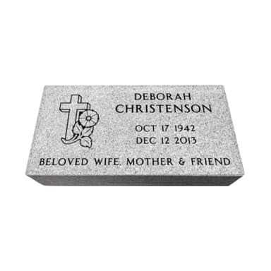 Flat Headstone Grave Marker - 24 x 12 x 4"- Gray Granite Headstone for Grave, Cemetery or Garden - Solid Natural Stone, Tombstone, Grave Stone with engraving