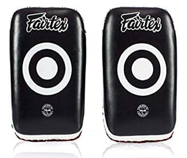 Fairtex Curved MMA Muay Thai Pads for Punching, Blocking, Kicking,Punch, Hitting |Light Weight & Shock Absorbent Boxing Mitts, Extra Padding for Sparring - Black/White(Std, Pair)
