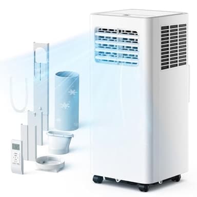 EUHOMY 8,000 BTU Portable Air Conditioners, 4-in-1 Air Conditioner Portable Up to 350 Sq.Ft., Portable AC Unit with Cool, Fan, Dehumidifier, Sleep, 24H Timer, Remote & Installation Kit, for Bedroom