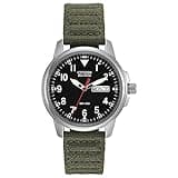Citizen Men's Eco-Drive Weekender Garrison Field Watch in Stainless Steel with Olive Nylon strap, Black Dial (Model: BM8180-03E)