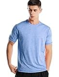 Mens Running Shirts Short Sleeve Quick Dry Athletic Fit Gym Workout Tshirt Sports Performance Tee Shirt(S,Marled Sky Blue)