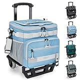 TOURIT Collapsible 48-Can Leak-Proof Insulated Rolling Cooler with All-Terrain Cart, Upgraded Fixtures and New Wheels Suitable for Beach, Picnic, Shopping