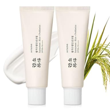 Relief Sun Organic Sunscreen SPF50+,Rice and Probiotics PA++++Korean Cream Care | Korean Skin for All Skin Types | UV Defens Nourishing Skin Protection (2, 2PCS)