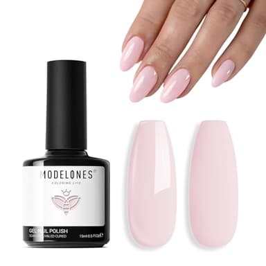 modelones Pink Gel Polish Light Pink Gel Nail Polish Babay Pink Nail Polish Soak Off Nail Art Gel Manicure Soft Nails DIY 15 ML