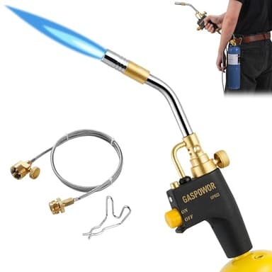 GOSPOWOR High Intensity Propane Torch Head with Hose & Cylinder Clip, Gas Torch Head Fuel by Propane,MAPP, Blow Torch Welding Torch, Trigger Start torch lighter(Fuel Not Included)