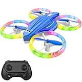 Lisoco Drone, Mini Drone for Kid and Beginner with Led Light, Small Indoor Rc Drone with 360 Flip, 2 Batteries, One Key Take Off Landing, Kids Flying Toy Gift for Boy and Girl（Dark Blue)