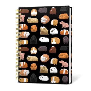 KZYVFNPQ Spiral Journal Notebook for Women Men, A5 Cute Hardcover Lined Notebook with Strong Binding,College Ruled Notebook for Office Work Writing, 120 Pages/60 Sheets, 6"x8.3"(Guinea Pig Cartoon)