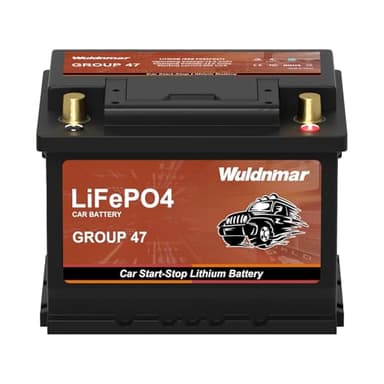 12V BCI Group 47 LiFePO4 Lithium Car Battery 600CCA Lightweight Automotive Start-Stop Battery Size H5