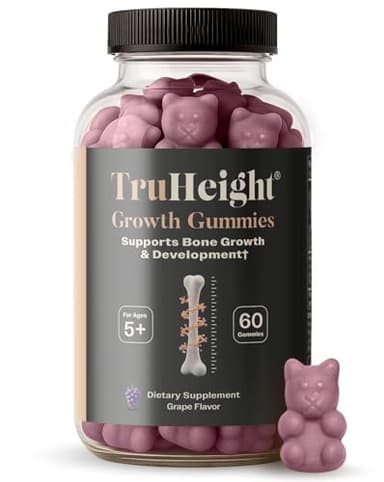 TruHeight Growth Gummies (Grape) Tall Nutrition for Natural Growth Supplement for Kids & Teens - Vitamin D, K, Calcium & Ashwagandha, Bone Strength Vitamins D3 K2, Picky Eater, Taller Ages 5+