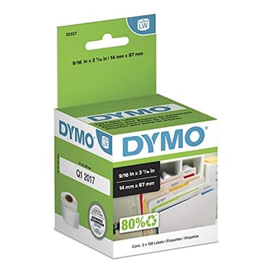 DYMO Authentic LW 1-Up File Folder Labels for LabelWriter Label Printers, White, 9/16" x 3-7/16", 2 Rolls of 130 (260 Total)