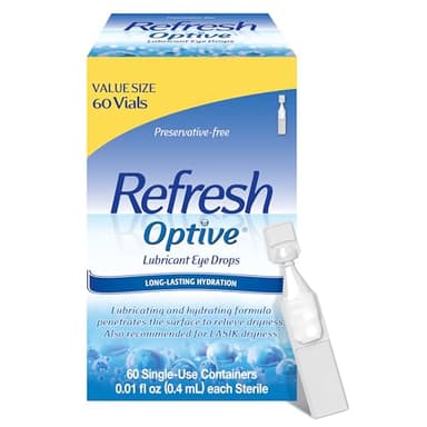 REFRESH OPTIVE Preservative-Free Artificial Tears Lubricant Eye Drops, 0.01 fl oz (0.4 mL), 60 Single-Use Containers