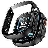 TAURI 2 Pack Hard Case Designed for Apple Watch Ultra 2 (2024) / Ultra 1 49mm, with 9H [HD Clear] Tempered Glass Screen Protector, [Full Protection] Slim Cover for iWatch 49mm - Black