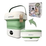 Portable Washing Machine 12L,Folding Mini Washing Machine,Compact Portable Washer,Spin Dryer Included,for Underwear,Baby Clothes and Socks,Ideal for Apartment,RV and Travel (White & Green)
