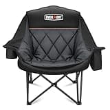 Overmont Oversized XL Camping Chair for Adults - 450lbs Support Heavy-Duty Padded Folding Chair with Side Pocket Cup Holder Cooling Bag for Outdoor Sports Garden Beach Fishing Lawn Black