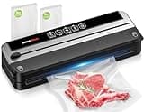 Bonsenkitchen Vacuum Sealer for Food, Multi-functional & Compact Vacuum Sealer Machine with the Latest Airtight Technology | 10 Pre-cut Bags | Bag Cutter | ETL Listed | (Black-Silver)