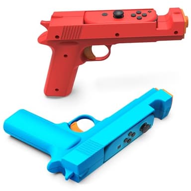 Nargos Shooting Game Gun for Nintendo Switch/Switch OLED Joy-Con Controller, Hand Grip Motion Controller for The House of the Dead, Wild Guns Reloaded and Spooky Spirit Shooting Gallery (Blue Red)