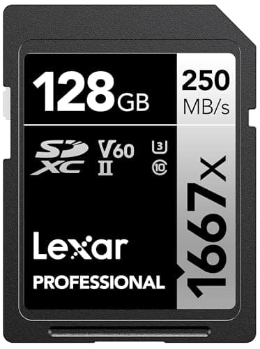 Lexar 128GB Professional 1667x SD Card, UHS-II, C10, U3, V60, Full HD, 4K, Up To 250MB/s Read SDXC Memory Card, for Professional Photographer, Videographer, Enthusiast (LSD128CBNA1667)
