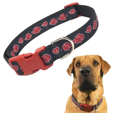 Akatsuki Anime Dog Collar for Large, Medium, Small Breeds, Puppy: Adjustable Naruto Dog Collar for Pets, Officially Licensed Naruto Akatsuki Cloak Inspired Pet Accessories & Gifts for Boy or Girl, LG