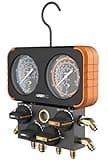NAVAC N4A4H Manifold Gauge | Class 1.0 Accuracy | Impact-Resistant HVAC Gauge | Aluminum Body and Rubber Cover | Easy-to-Read Analog Display | 4 Valves | with Hoses | 1 Year Warranty
