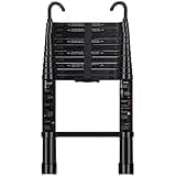 ARCHOM Telescoping Ladder 10.5 FT - Aluminum Telescopic Ladder with Hooks - Folding Extension Ladders for Home Work Loft Roof Attic RV Ladder with EN131 Certification - 330lbs Max Capacity (Black)