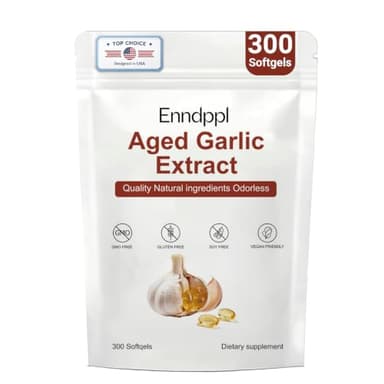 Aged Garlic Extract, Odorless Garlic Supplements, Heart & Immune Antioxidant Supplements, Non-GMO, Gluten-Free, Vegetarian