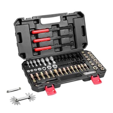 VEVOR Thread Restorer Kit 61Piece Thread Chaser Set - UNC UNF and Metric Thread Restorer Tool wit Thread Files Storage Case - Heat Treated Steel for Mechanics DIY Enthusiasts
