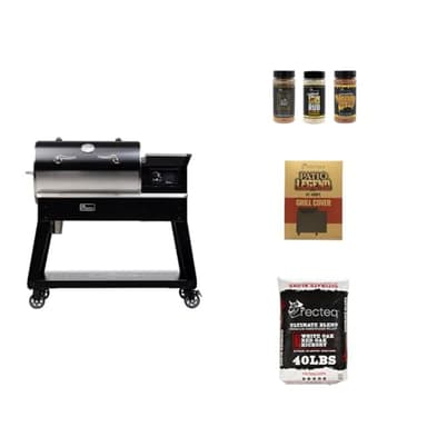 recteq Patio Legend 400 Pellet Smoker, Pellet Grill with Wifi & App Connectivity, Outdoor Smokers Grills, Wood Pellet Grills, Temp Range 180° to 700+°, Smoker Grill + Grilling Basics Bundle