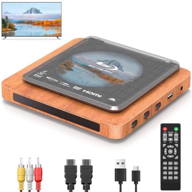 2025 Blu-ray Player with HDMI/AV Cables & Remote, Dolby Audio/DTS, 1080P | Plays Blu-ray A1, All DVDs (PAL) | USB, Retro Design