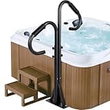 HomiShare Hot Tub Handrail, Two-Way 40-60" Height Adjustable with 360 Swivel Hot Tub Railing, SPA Safety Handrail with Slide-Under Mount Base for Indoor & Outdoor, Matte Black