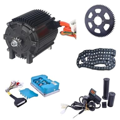 Kunray 72V 5000W Electric Brushless DC Motor Kit Temperature Sensing Motor Electric Go Kart Motor 6800RPM High Speed Motor 100A 24 Mosfet Controller for Razor Dirt Bike, Electric Motorcycles(72V5000W)