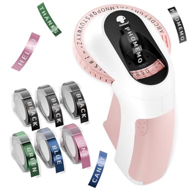 Phomemo Embossing Label Maker Machine, Scrapbook Junk Journal Supplies, Embossed Label Maker, 3D Retro Old School Embosser Labeler, Embossing Label Waterproof for Kid DIY Home School Office, Pink