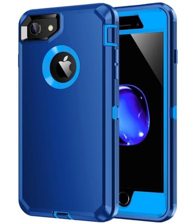 Mieziba for iPhone 8 Case,iPhone 7 Case,[Built in Screen Protector] Heavy Duty Shockproof Dust/Drop Proof [3 Layers] Full Body Protection Rugged Cover Case,Blue