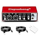Depusheng RED USB Audio Interface for Recording Music, XLR Interface with 48 V Phantom Power, Audio Box for Guitarists,Podcasters or Producers to record and playback studio quality sound