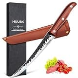 Huusk Brisket Trimming Knife, Curved Boning Knife for Meat & Fish, 7 Inch, Hand Forged, Japanese Edge