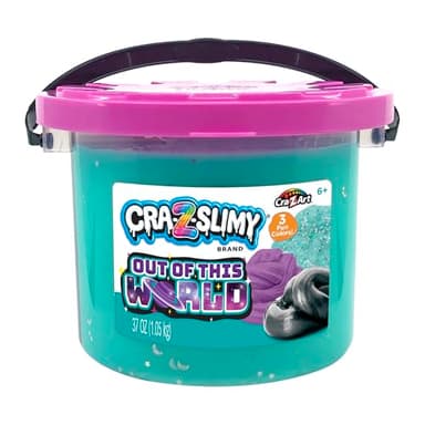 CRA-Z-Slimy Out of This World Slime - 37oz Bucket, 3 Different Slime Types: Fluffy, Metallic & Confetti