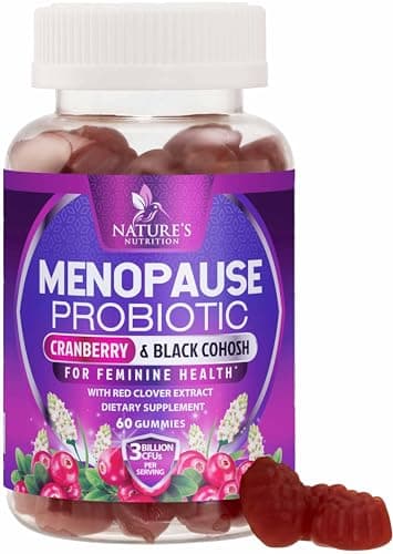 Menopause Supplement Gummies - 3 Billion CFU Women's Probiotics - Advanced Menopause Relief Formula for Women with Black Cohosh & Red Clover - Mild Hot Flashes & Night Sweats Support - 60 Gummies