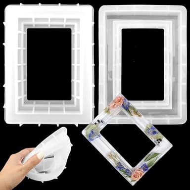 Resin Picture Frame Mold - Epoxy Silicone Casting Mold for DIY Personalized Photo Crafts - Rectangle Shape for Home Table Decoration, Handmade Gifts (8x6 Inch)