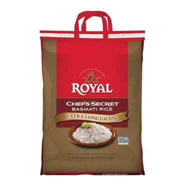 Royal Chef's Secret Basmati White Rice - Premium Extra Long Grain Basmati Rice - 10 lb Bag