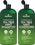 Tea Tree Mint Shampoo and Conditioner - Pure Tea Tree Oil & Peppermint Oil - Fights Hair Loss, Promotes Hair Growth, Fights Dandruff, Lice & Itchy Scalp - for Men and Women Sulfate Free - 16 fl oz x 2