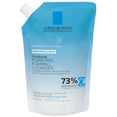 La Roche-Posay Toleriane Purifying Foaming Facial Cleanser, Niacinamide + Ceramides + Prebiotic Thermal Water, Oil Free Face Wash For Oily Skin, Pore Cleanser Safe For Sensitive Skin, Soap Free