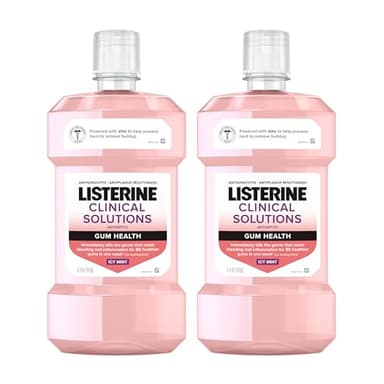 Listerine Clinical Solutions Gum Health Antiseptic Mouthwash, Antigingivitis & Antiplaque Oral Rinse Kills Germs for Healthier Gums, Reduces Gingivitis in 1 Week, ICY Mint, Twin Pack, 1 L, 2 Pack