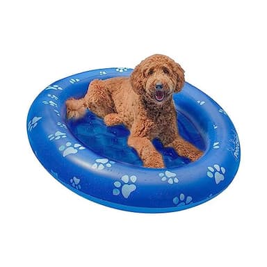 PoolCandy Inflatable Dog Pool Float – Large Pet Raft for Dogs up to 100 lbs, Heavy-Duty PVC, Comfortable Inflatable Floor, 54" x 40" Paw Print Design