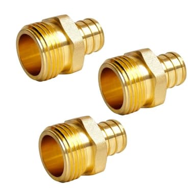 TALEGEN 3 pcs 3/4" PEX Male x 3/4” GHT Male Connector, Brass Pex Fitting, Garden Hose Adapter for PEX Plumbing, Garden Hose, and Irrigation Systems
