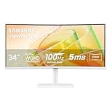 SAMSUNG 34” ViewFinity S65TC Series Ultra-WQHD 1000R Curved Computer Monitor, HDR10, 100Hz, AMD FreeSync, Thunderbolt 4, Height Adjustable Stand, Built-in Speakers, Eye Care, LS34C650TANXGO, 2024