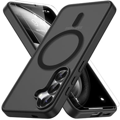Vansdon for Samsung Galaxy S24 Case / S25 Case, Compatible with MagSafe, Magnetic Translucent Matte Slim Protective Cover with 1 Screen Protector - Military-Grade Drop Protection (Black)