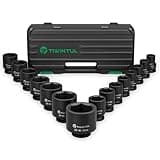TIWINTUL 3/4 Inch Drive Impact Socket Set, 15 Pieces Heavy Duty 6-Point CR-MO Steel Impact Sockets, Metric Sizes 17-55 mm, Impact Socket Set for Auto, Truck and Large Machinery Maintenance
