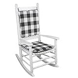 Klear Vu Porch Rocking Chair Cushion Set, Assembled in The USA, Stylish Seat and Back Pads with Fabric Ties, 20" x 17" x 2", Jurby Black/White